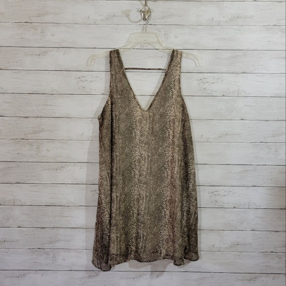 By‎ Together Snake Skin Animal Print Mini Dress Brown and Cream Size Small